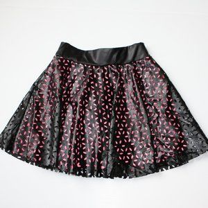 Pink Crush Girl's Black Vinyl Die Cut Skater Skirt size 10 11 12